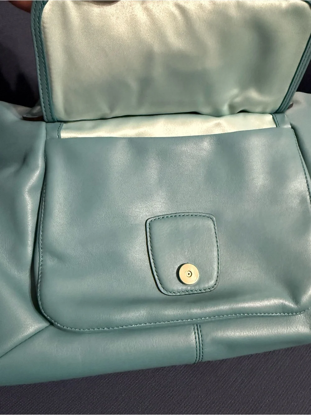 Coach Campbell Belle Carryall Robin’s Egg Blue Leather Shoulder Tote NWT